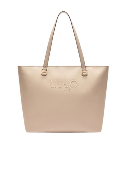 borsa donna shopping logo ecopelle beige LIU JO | AA5321-E008751308
